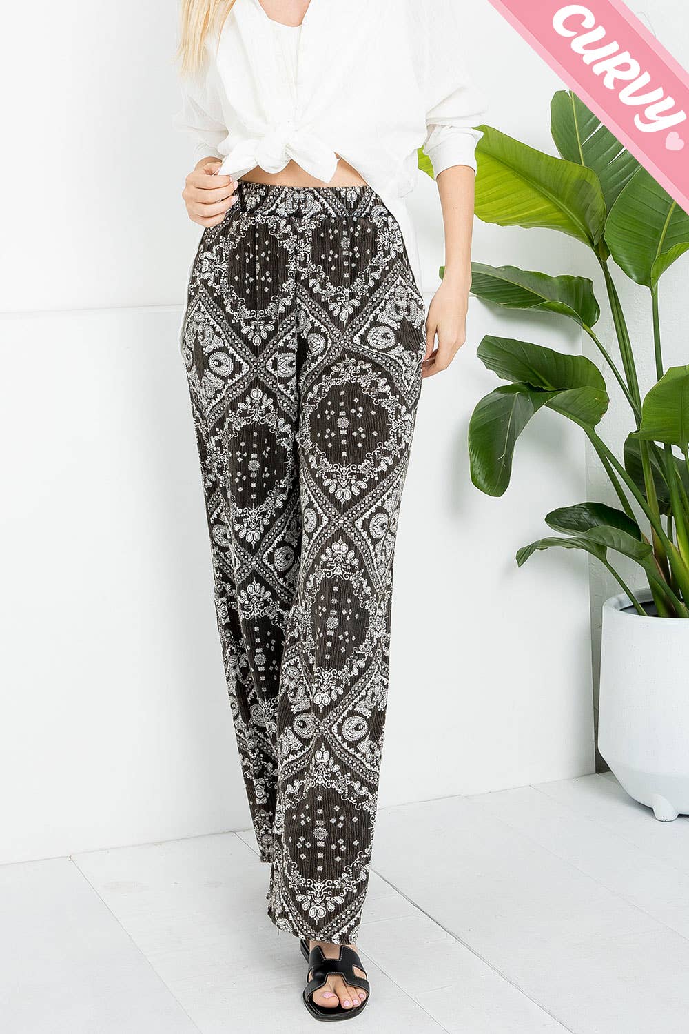 Bandana Print Pants - Plus