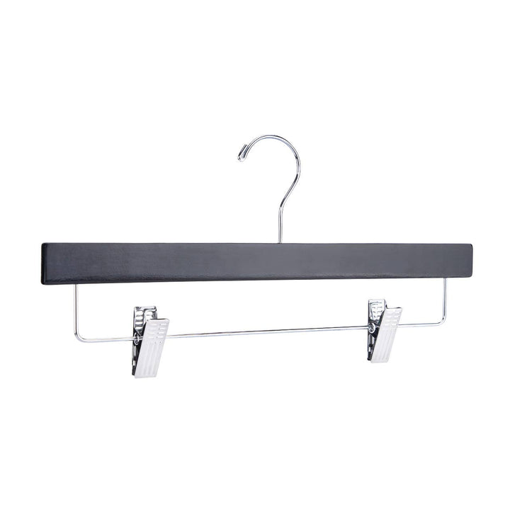14" Black Wood Skirt and Pants Hangers - Case of 50