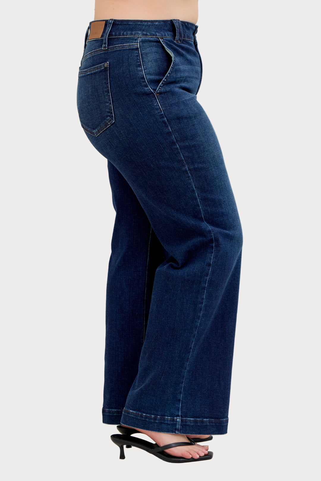 Plus size Judy Blue high waist wide-leg trouser jeans in dark wash denim