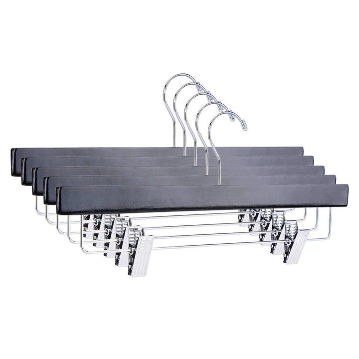 14" Black Wood Skirt and Pants Hangers - Case of 50