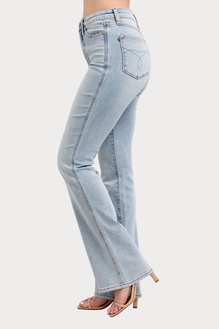 Tummy Control Bootcut Jeans High Rise Light Wash