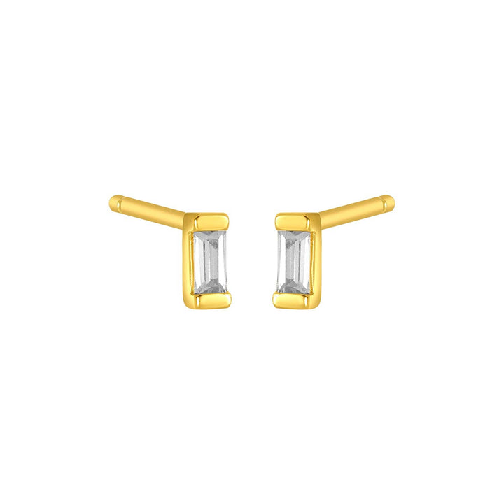 MINIMALIST BAGUETTE STONE ADA STUDS GOLD