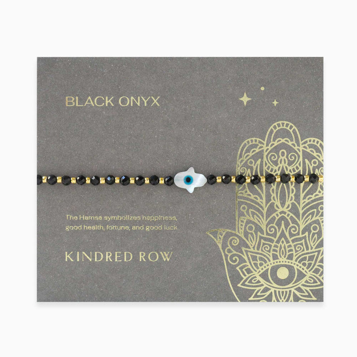 Hamsa Gemstone Bracelet, Black Onyx