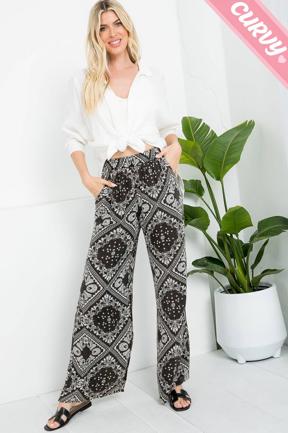 Bandana Print Pants - Plus