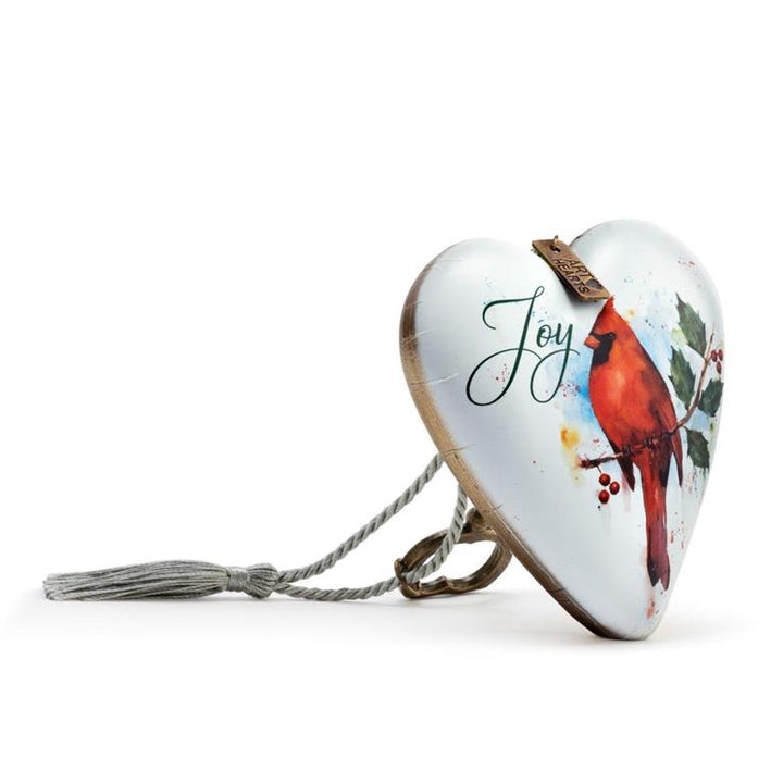 Christmas Cardinal “Joy” Art Heart – Holiday Keepsake Ornament