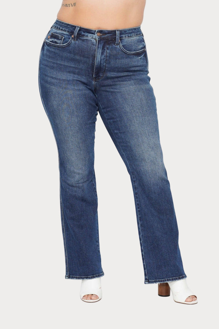 Plus size Judy Blue high rise bootcut jeans in dark wash denim
