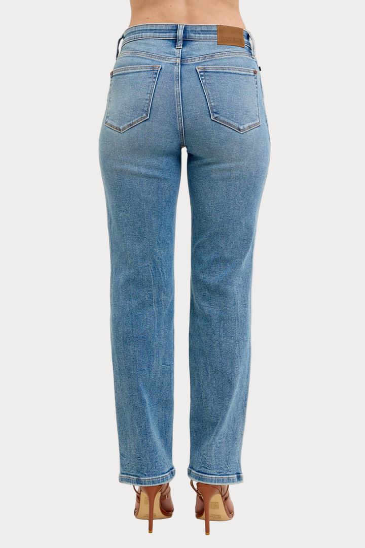 Vintage Medium Wash High Rise Straight Leg Jeans