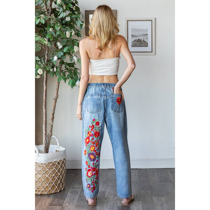 Flower Embroidered Jeans