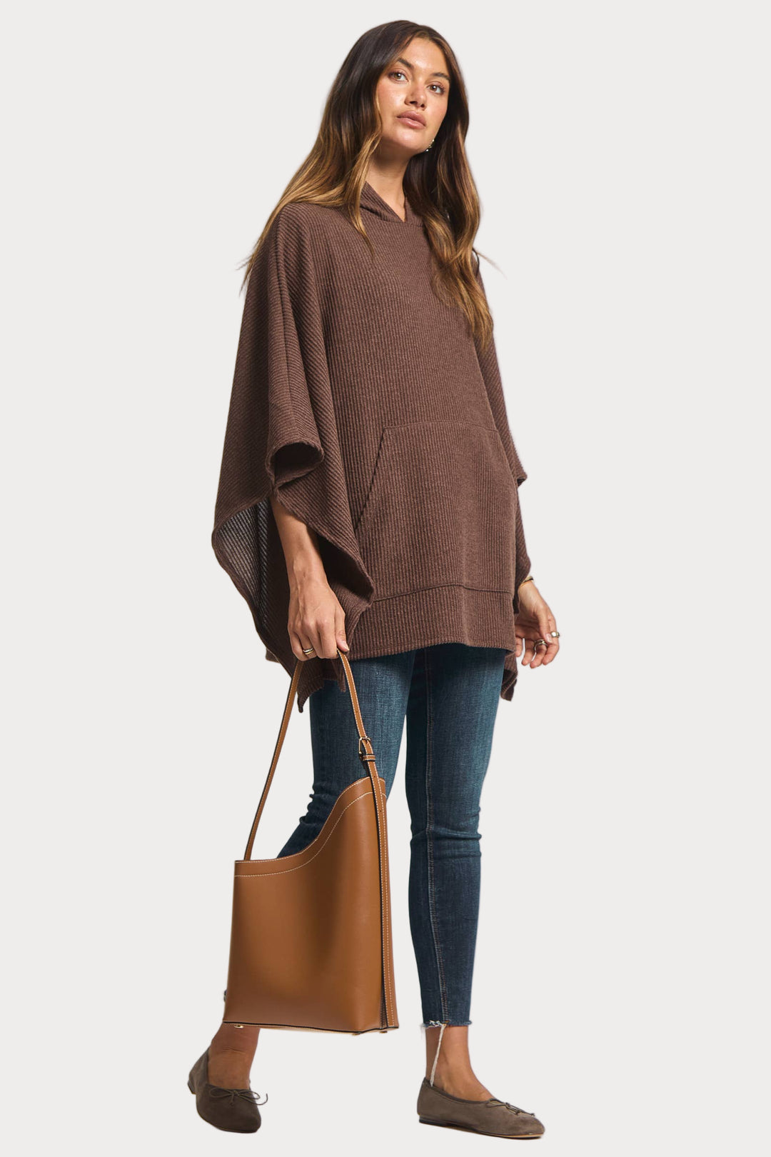 Ribbed Knit Poncho Top