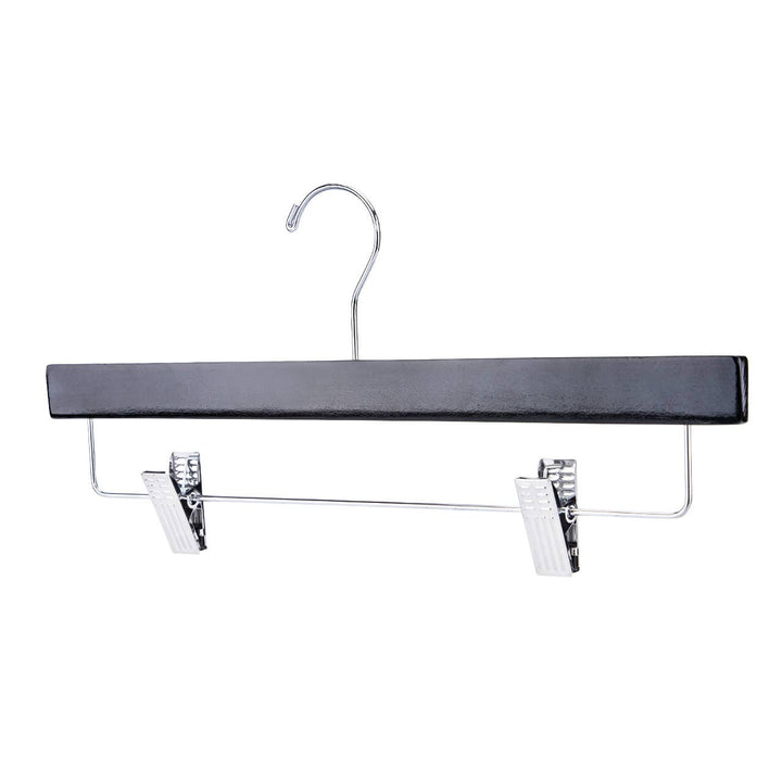 14" Black Wood Skirt and Pants Hangers - Case of 50