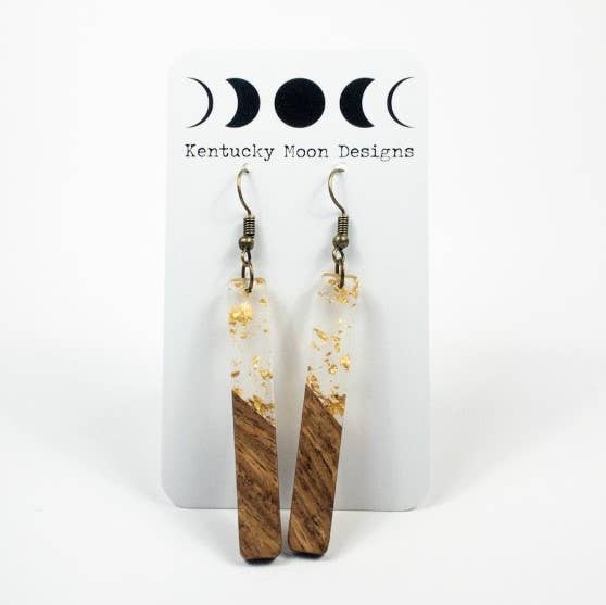 Gold Boho Earrings | Bohemian Earrings | Wood & Resin