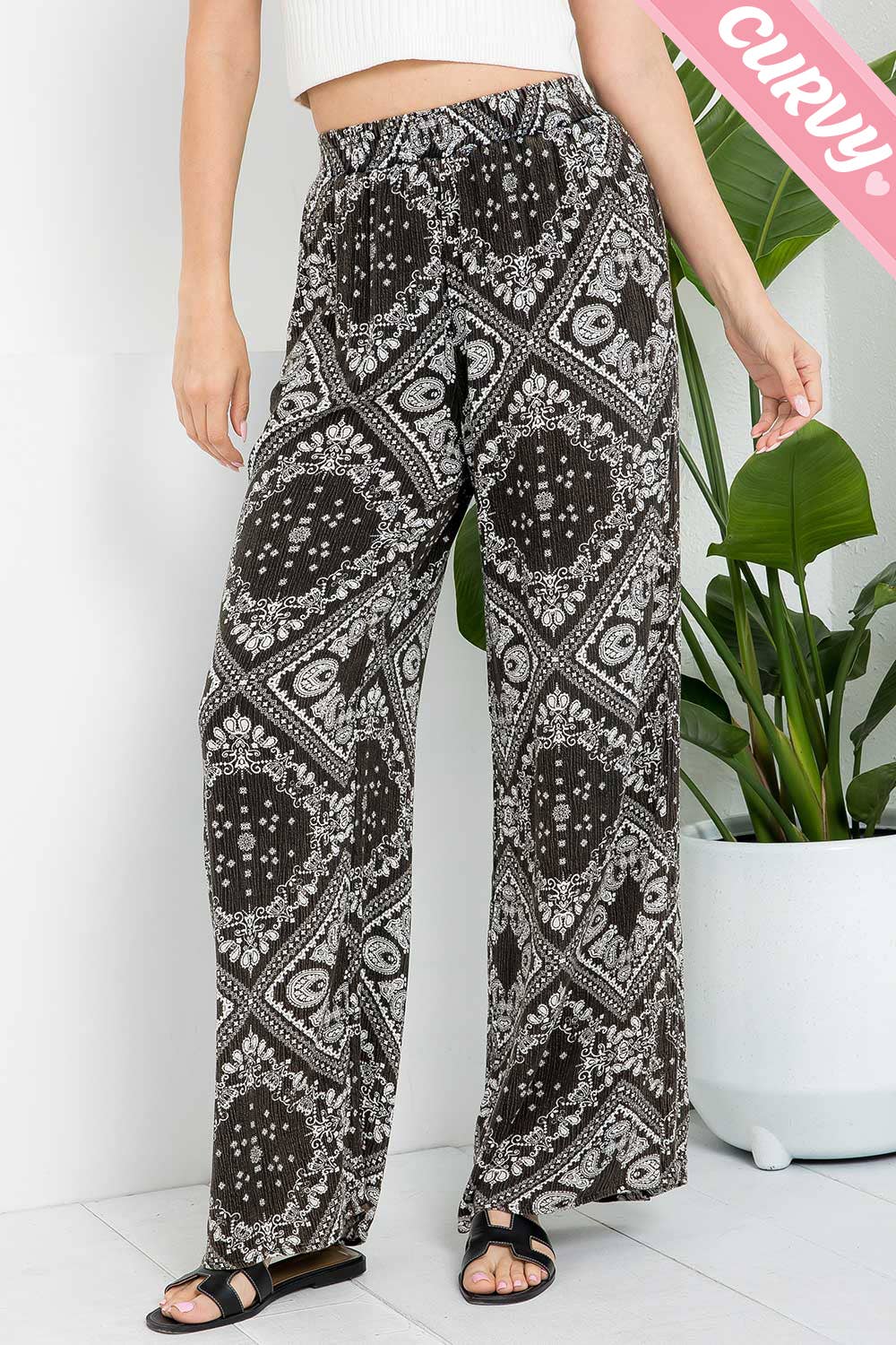 Bandana Print Pants - Plus
