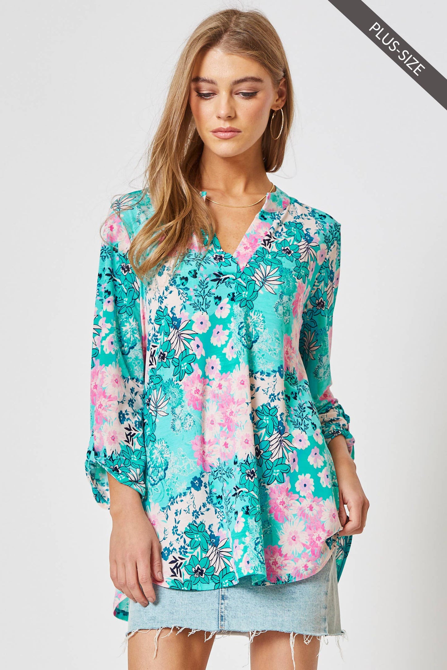 Lizzy 3/4 Sleeve Print Top - Plus