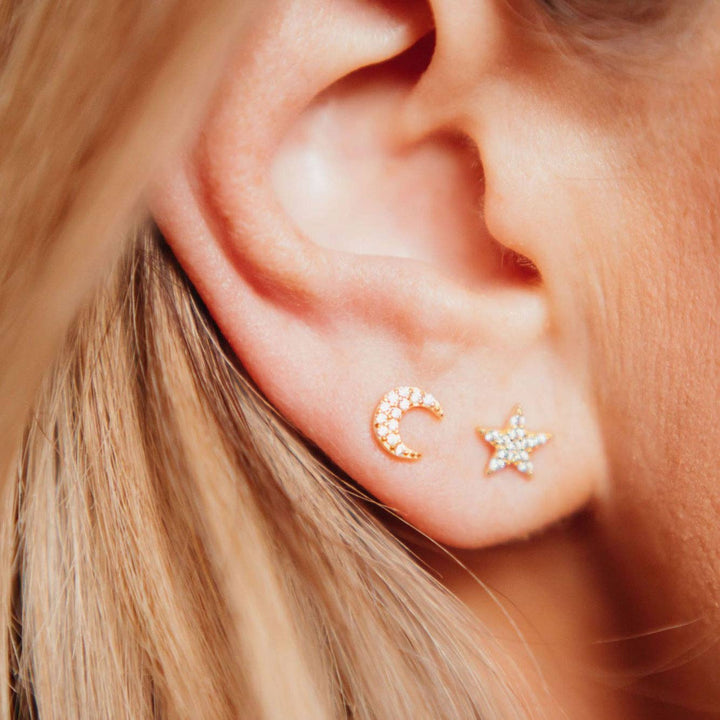 Mini Pavé Moon + Star