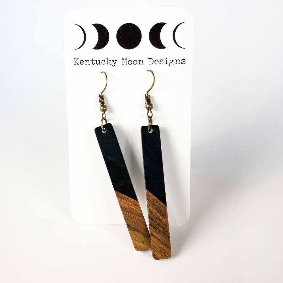 Black Boho Earrings | Bohemian Earrings | Wood & Resin