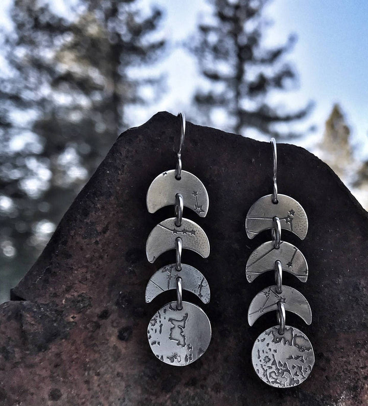 Moon Phase Earrings – Celestial Sterling Silver Design