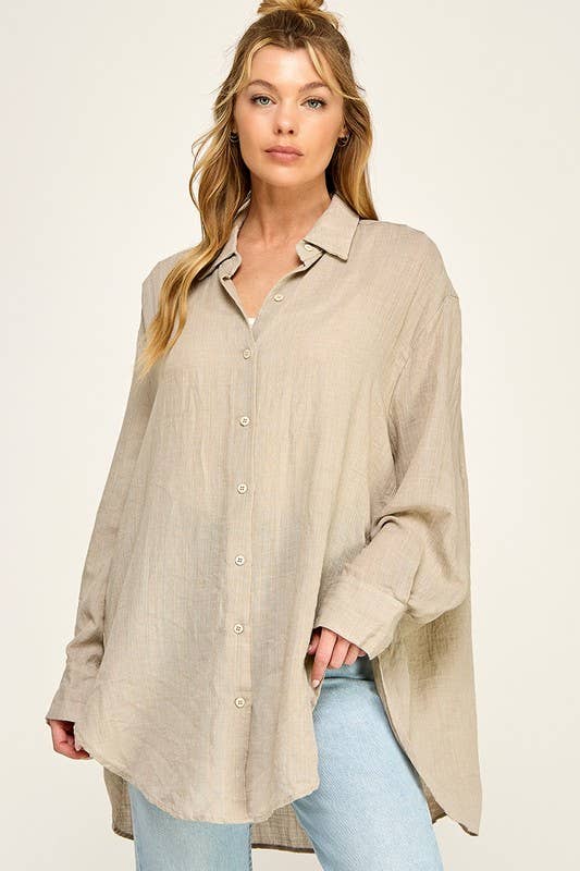 WASHED SUPER SOFT SEE THROUGH BUTTON DOWN SHIRTS