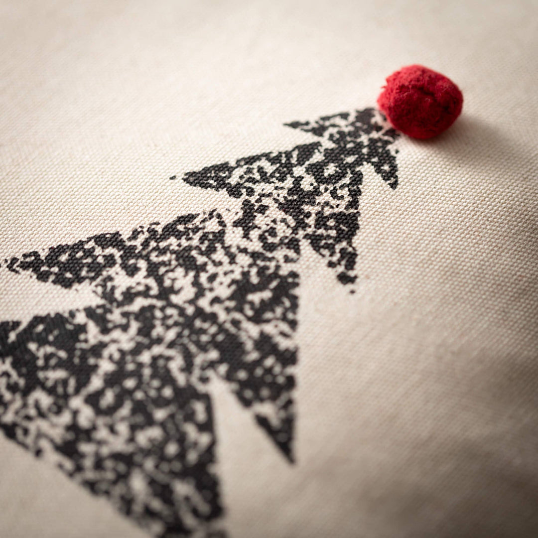 Pine Tree Pom Pom Decorative Pillow | Holiday Accent