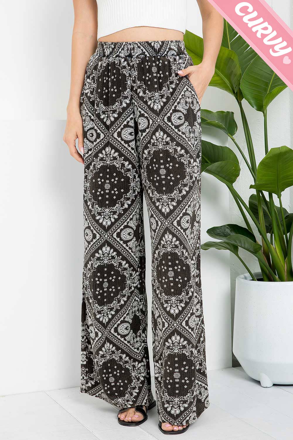 Bandana Print Pants - Plus