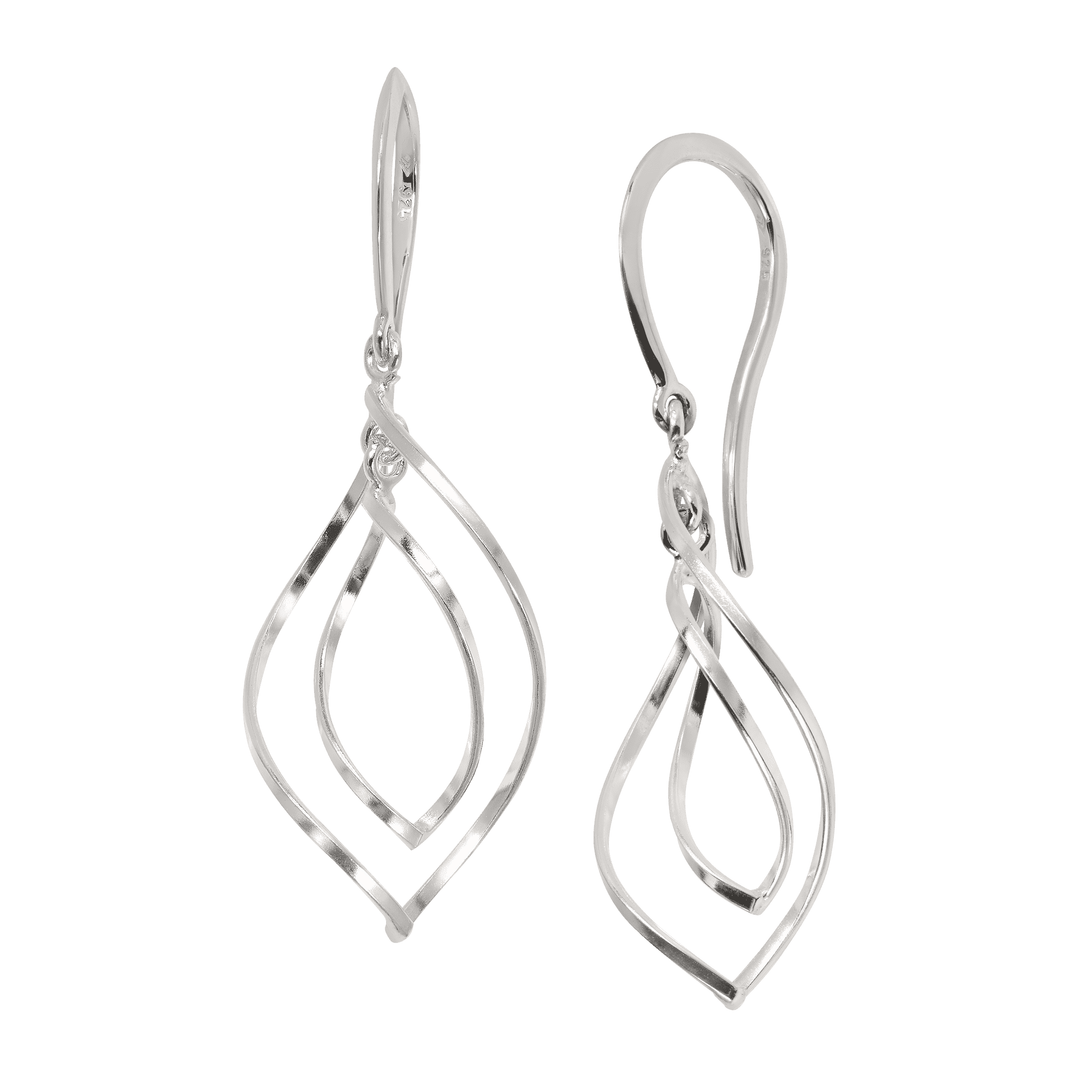 'Water Drop' Twisted Drop Earrings in  Silver
