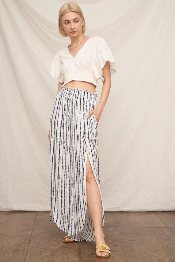 Front Slit Striped Pants