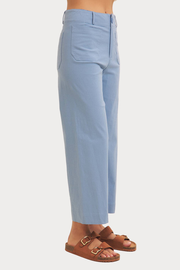 High Waisted Wide Leg Crop Pants | Linen Blend