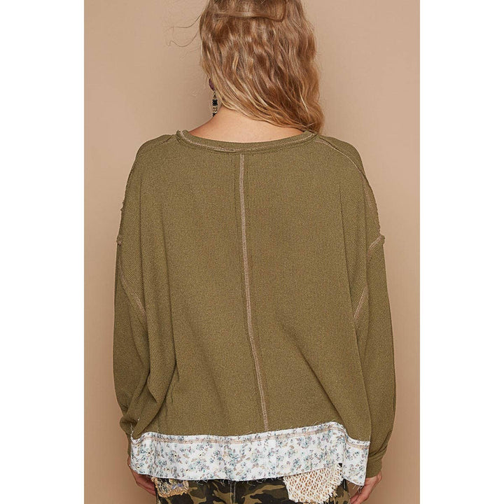 Round neck long sleeve LOVE solid top