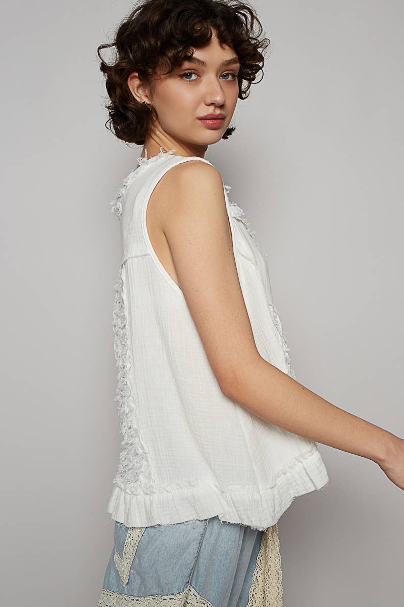 Sleeveless Textured Woven Top