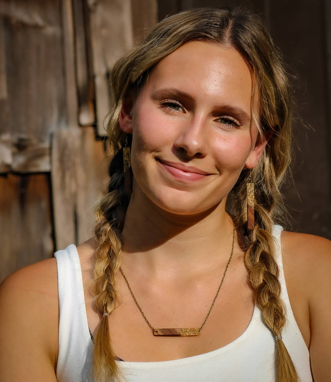 Gold Boho Earrings | Bohemian Earrings | Wood & Resin