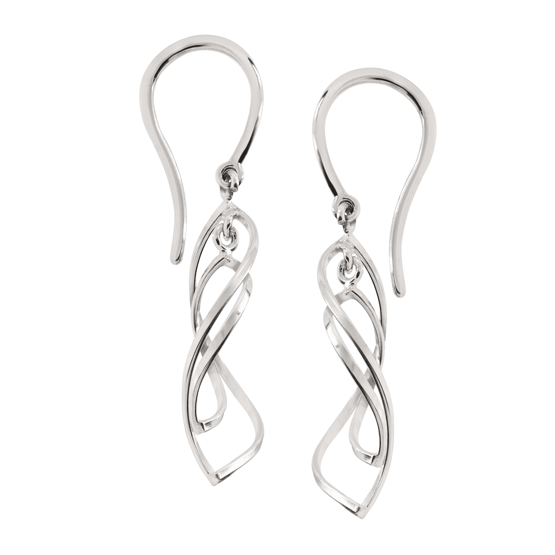 'Water Drop' Twisted Drop Earrings in  Silver