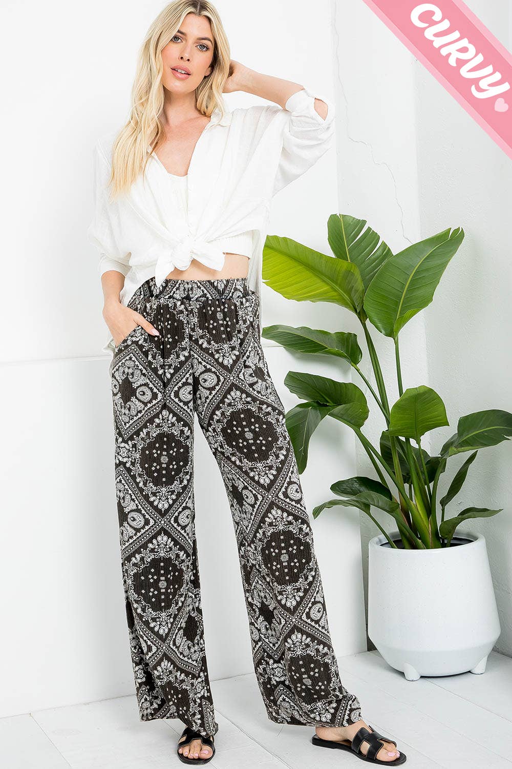 Bandana Print Pants - Plus