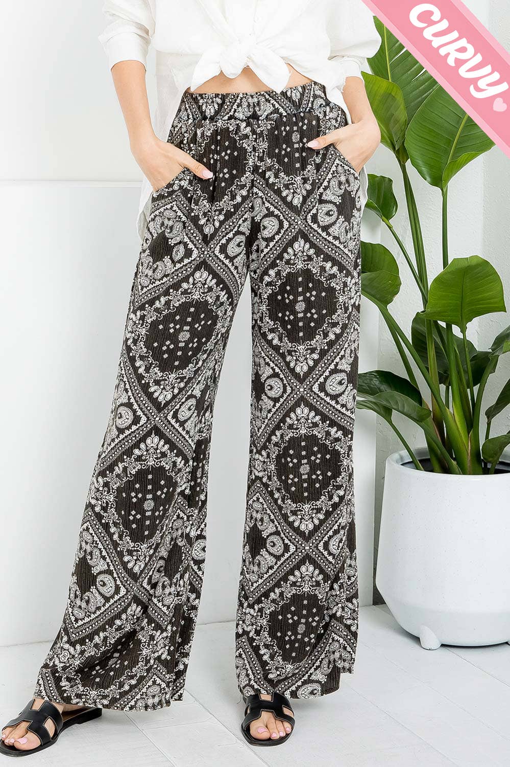 Bandana Print Pants - Plus