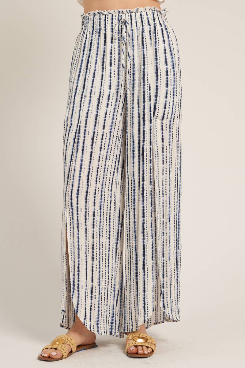 Front Slit Striped Pants