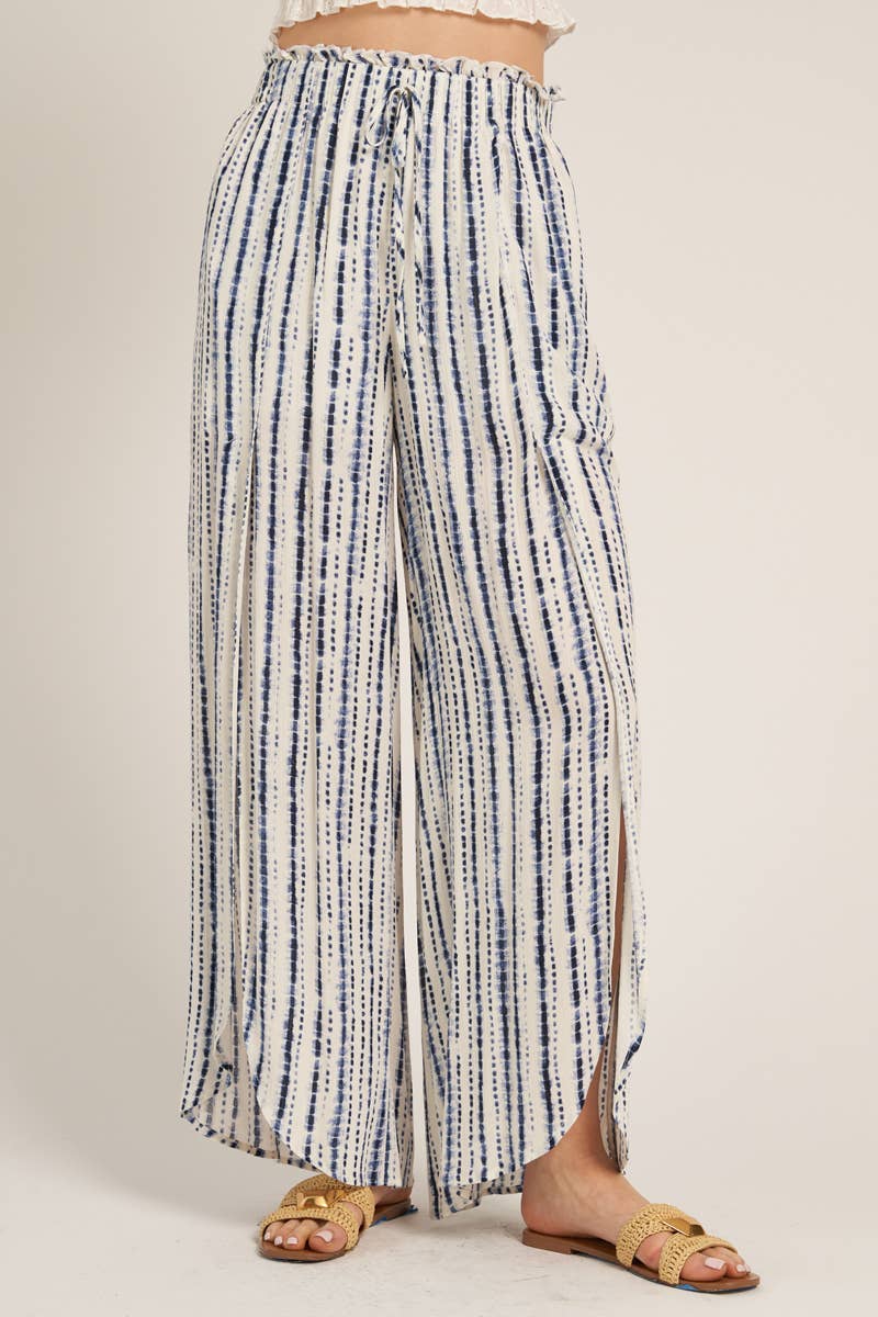 Front Slit Striped Pants