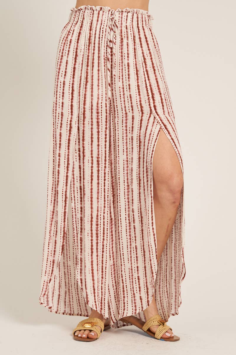 Front Slit Striped Pants