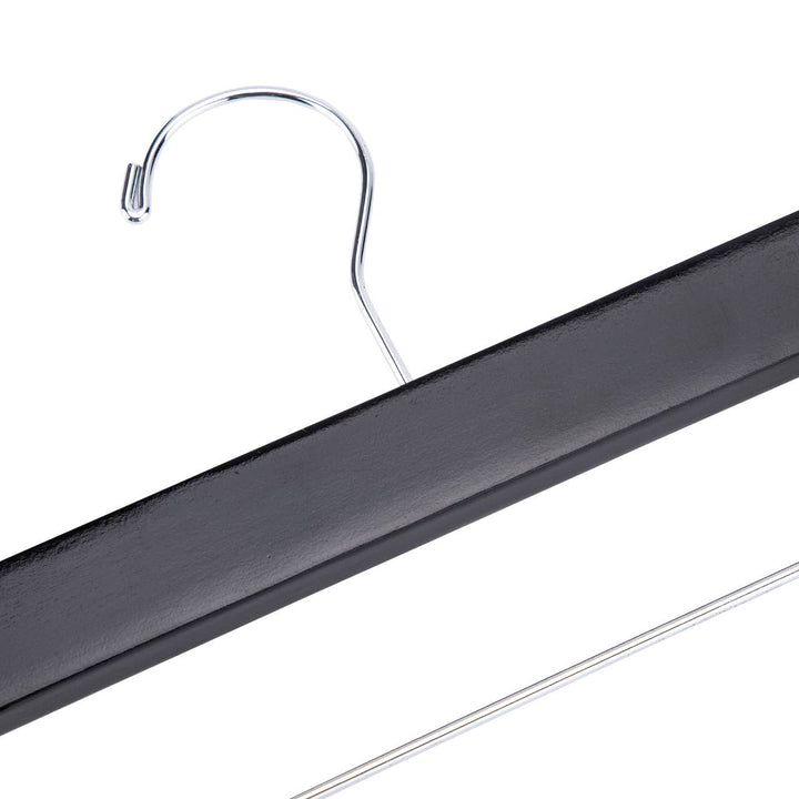 14" Black Wood Skirt and Pants Hangers - Case of 50