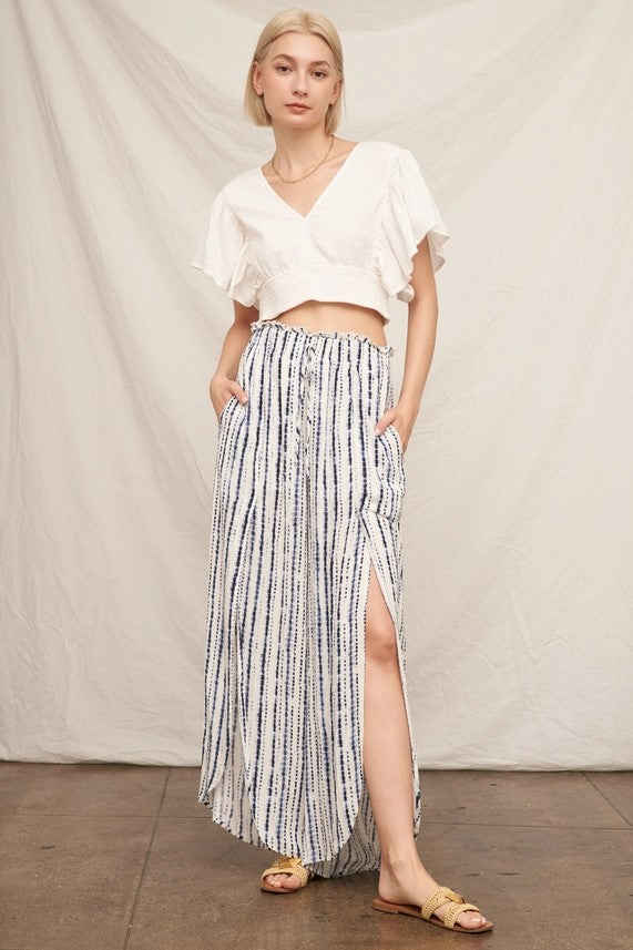 Front Slit Striped Pants