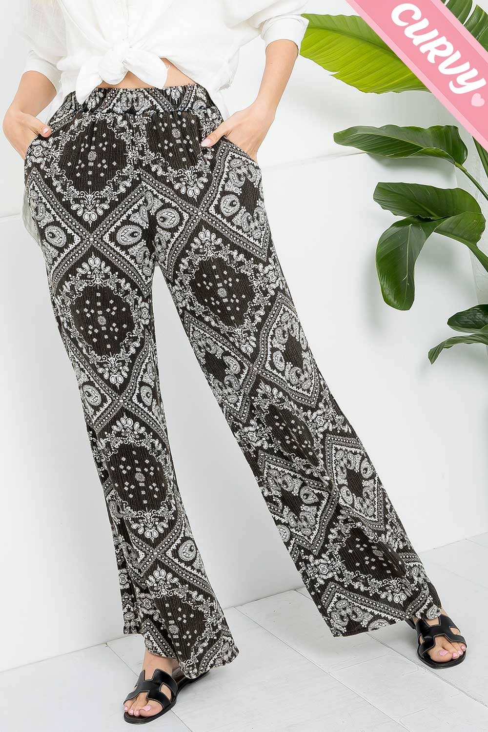 Bandana Print Pants - Plus