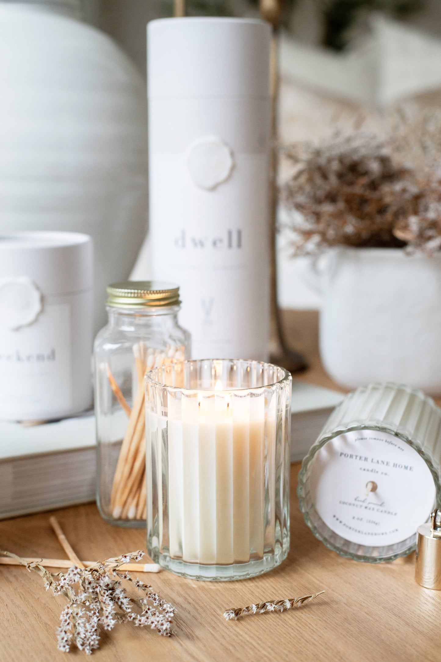 Amour | Amber + Rose Fluted Coconut Wax Candle