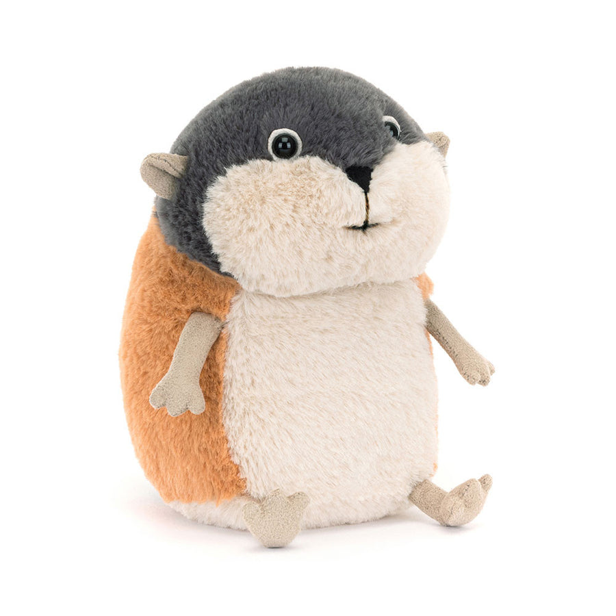 Lambeth Lemming plush with caramel fur, white belly, and soft gray head sitting upright.