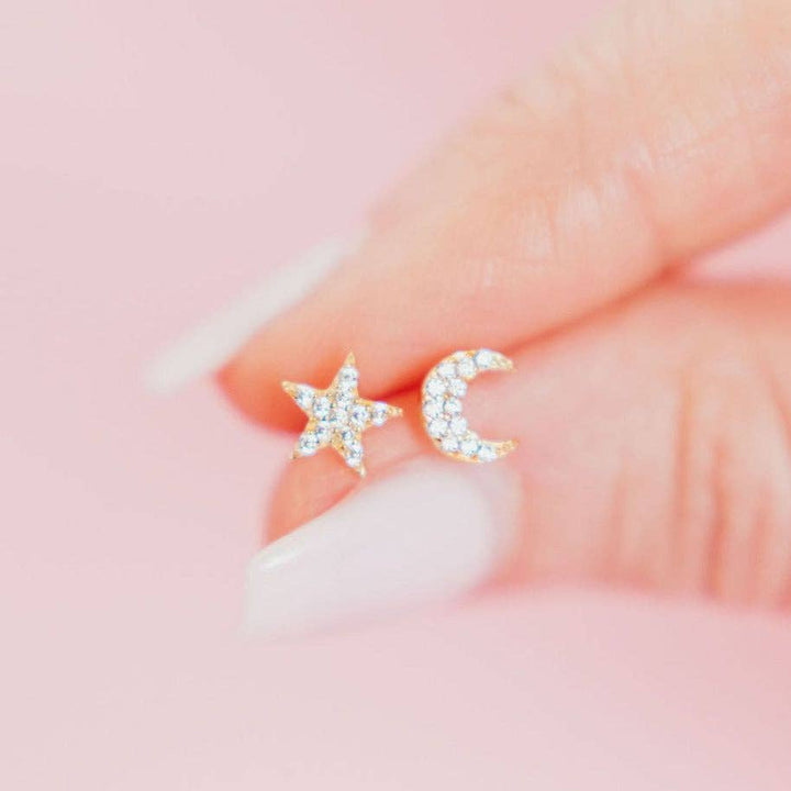 Mini Pavé Moon + Star