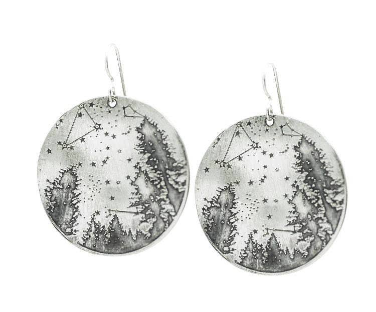 Summer Night Sky Earrings – Celestial Sterling Silver Art
