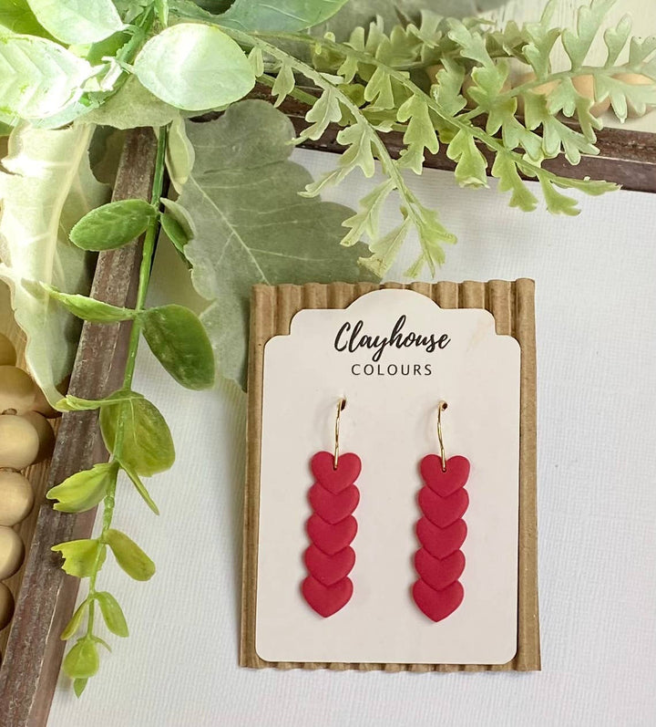 Heart Hoops Clay Earrings