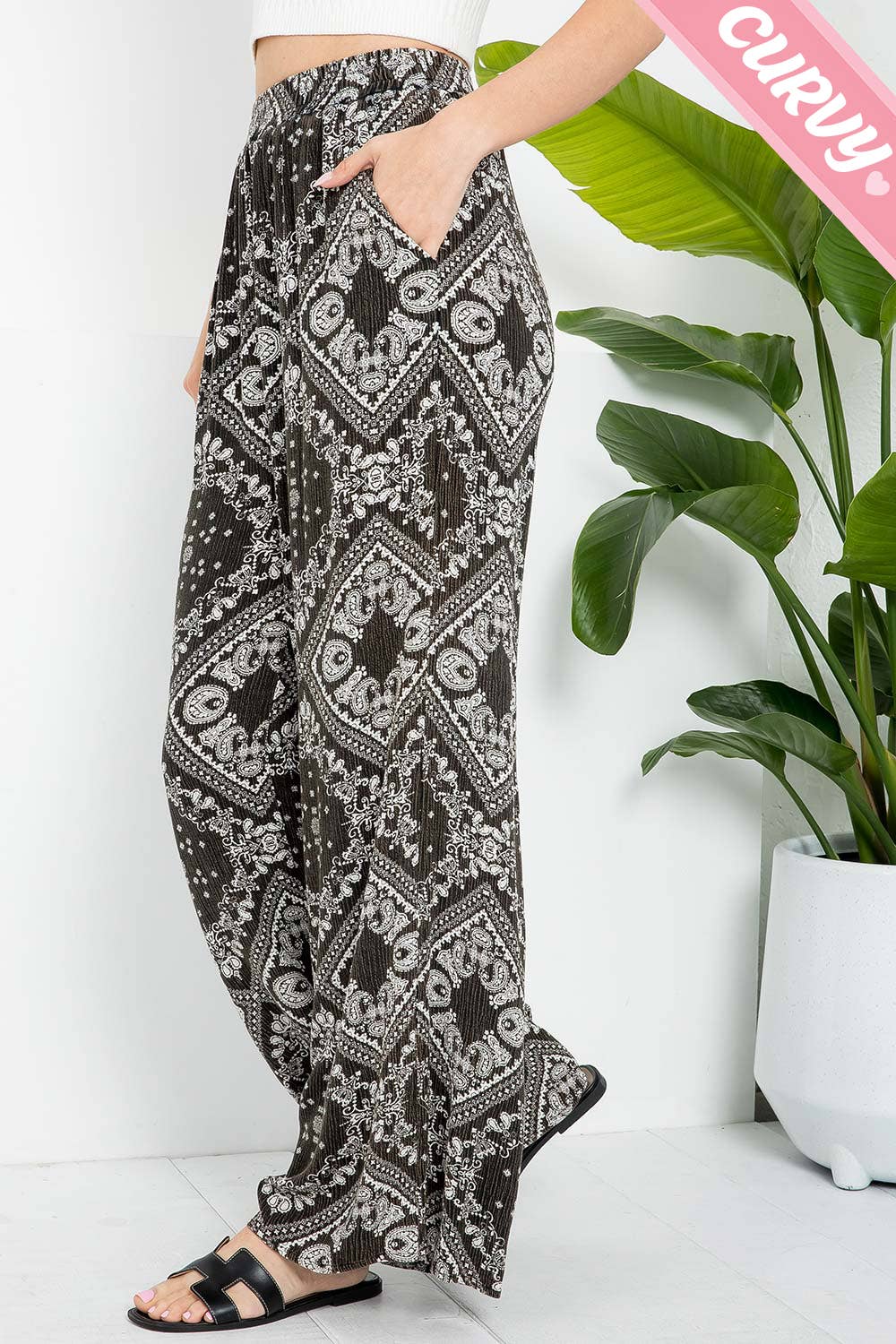 Bandana Print Pants - Plus