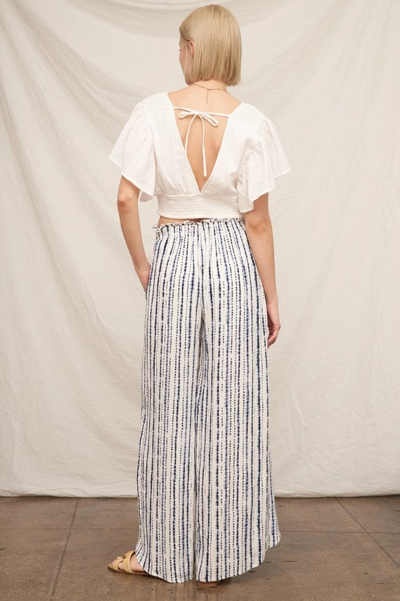 Front Slit Striped Pants