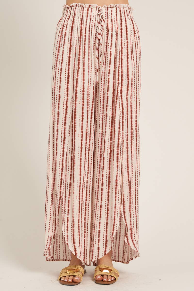 Front Slit Striped Pants