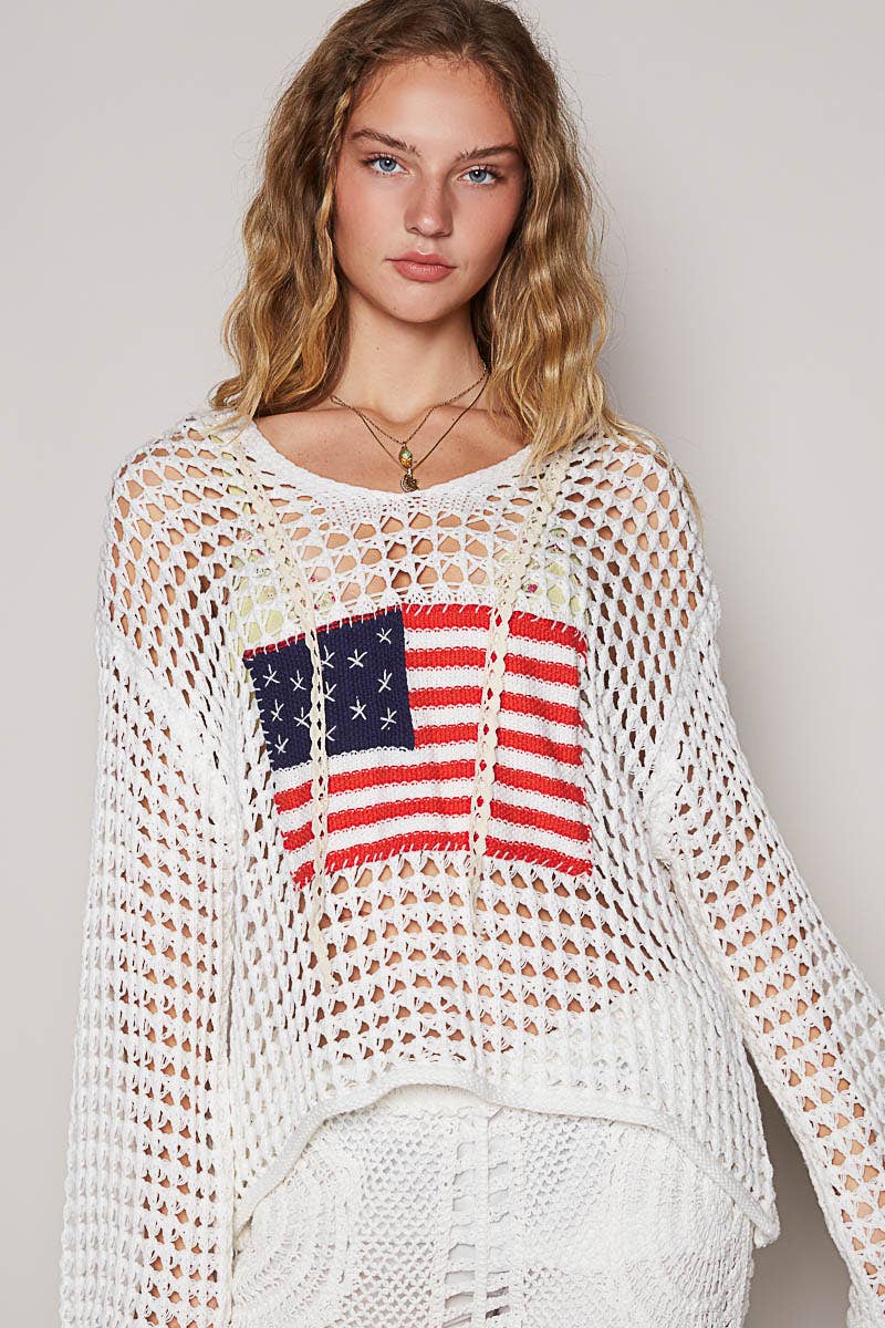 American Flag Hooded Sweater