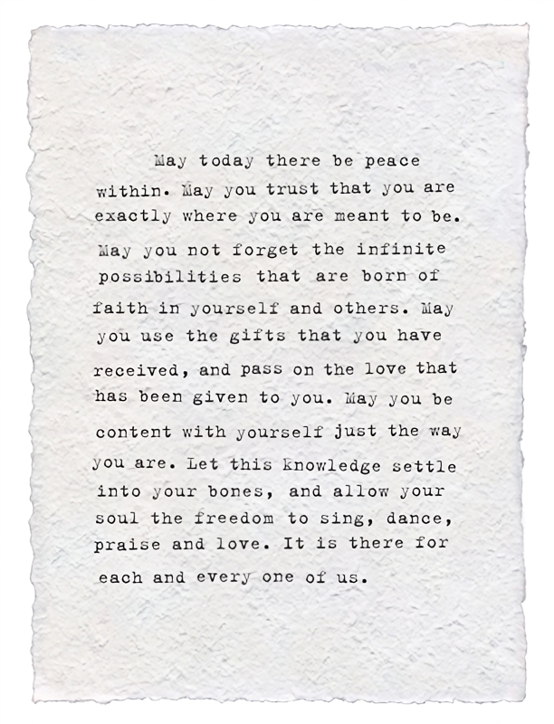 Handmade Paper Print - May Today There Be Peace Within