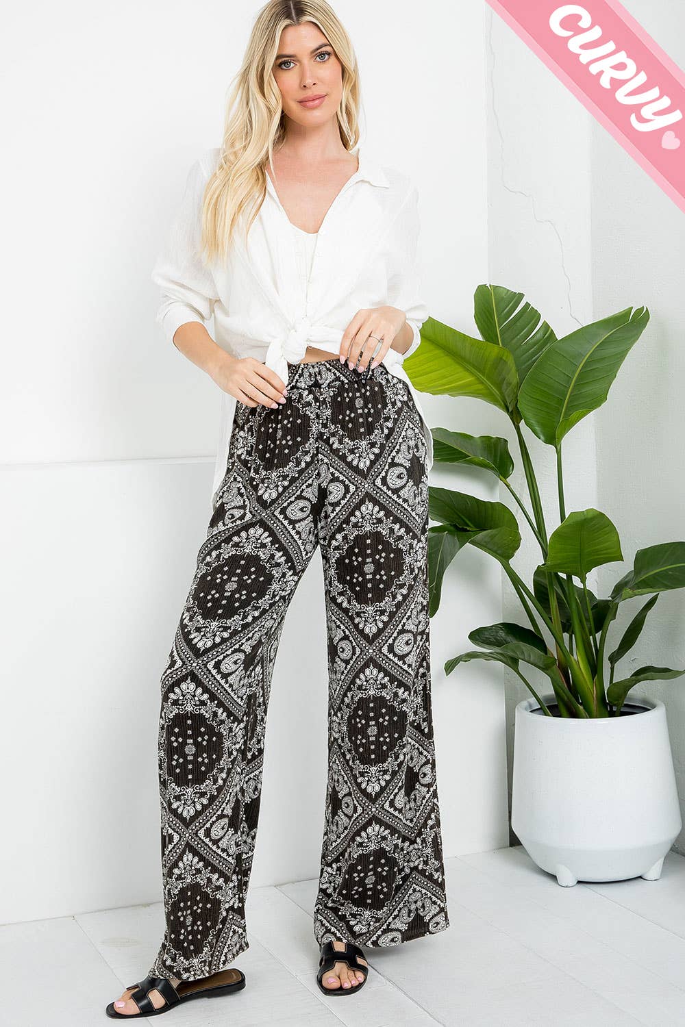Bandana Print Pants - Plus