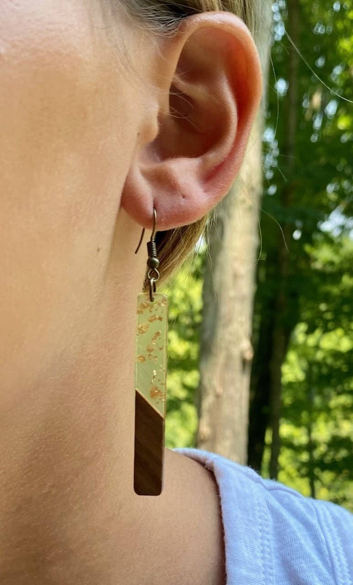 Gold Boho Earrings | Bohemian Earrings | Wood & Resin